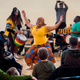 Performers with the African Heritage Dancers and Drummers hold a Kwanzaa celebration hosted by the Smithsonian Anacostia Community Museum at Fort Stanton Recreation Center in Washington, D.C., Dec. 27, 2017.